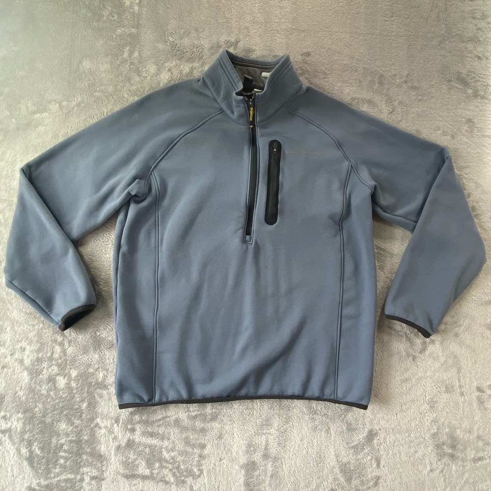 EDDIE BAUER First Ascent Fleece Pullover Mens Medium Blue 1/4 Zip Chest Pocket